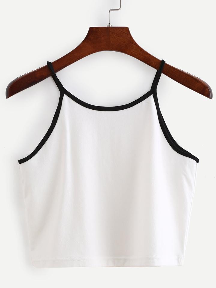 Shein Contrast Spaghetti Strap Crop Cami Top