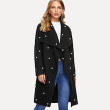 Shein Peals Beaded Waterfall Longline Coat