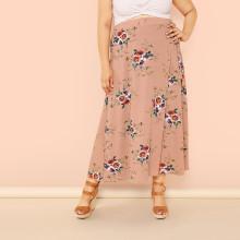 Shein Plus Flower Print Maxi Skirt