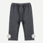 Shein Girls 3d Floral Decoration Polk Dot Pants