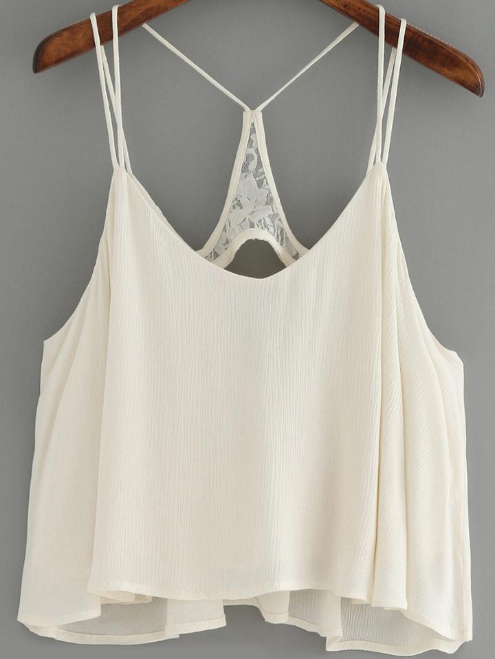 Shein Apricot Spaghetti Strap Lace Cami Top