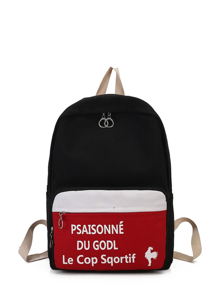 Shein Color Block Letter Print Backpack