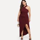 Shein Plus Cross Halter Neck Wrap Dress