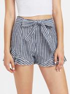 Shein Self Tied Waist Layered Flounce Hem Shorts