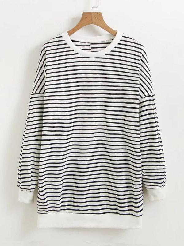 Shein Seam Back Striped Sweatshirt