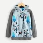 Shein Toddler Boys Jungle Print Raglan Sleeve Hoodie