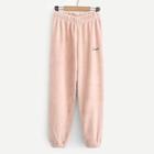 Shein Embroidered Coral Fleece Pants