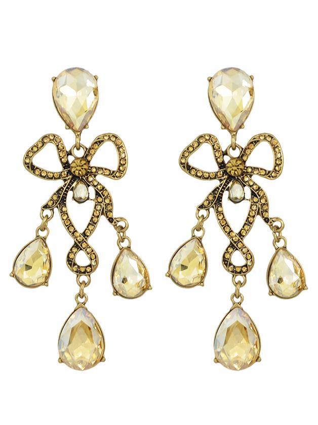 Shein Champagne Elegant Rhinestone Wedding Chandelier Earrings