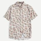 Shein Men Button Leaf Print Collar Top