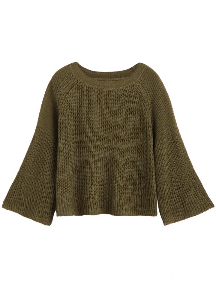 Shein Army Green Ribbed Sweater