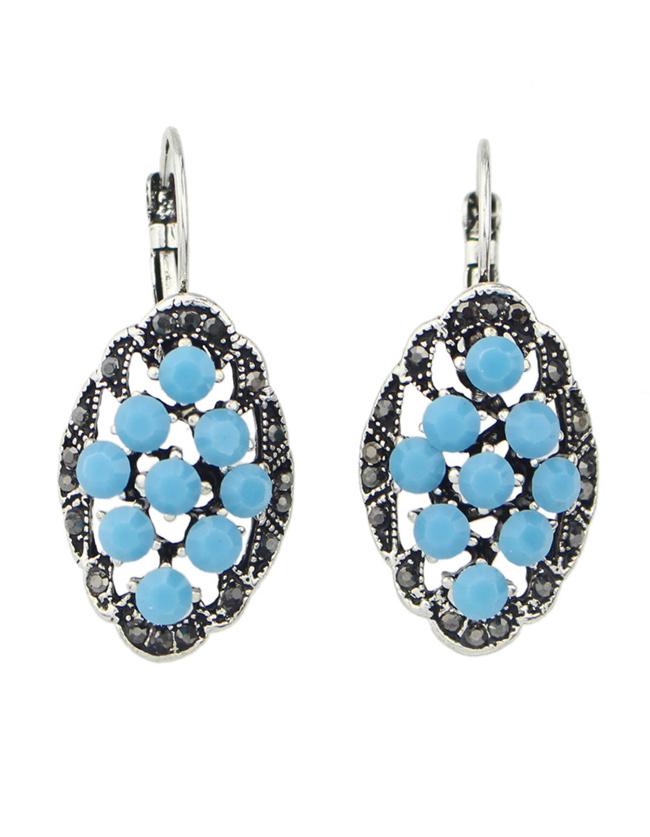 Shein Blue Gemstone Clip On Earrings