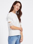 Shein Lace Trim Cutout Sleeve Tee