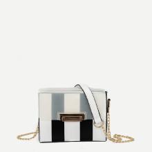 Shein Striped Detail Pu Chain Bag