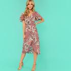 Shein Floral Print Knot Waist Surplice Wrap Dress