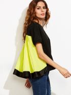 Shein Color Block V Neck Short Sleeve Blouse