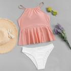 Shein Lace-up Ruffle Tankini Set