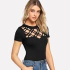Shein Lattice Cutout T-shirt
