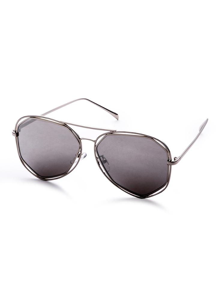 Shein Metal Frame Grey Lens Hollow Out Sunglasses