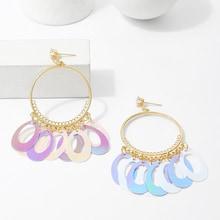Shein Iridescence Disc Decorated Hoop Earrings
