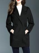 Shein Black Lapel Pockets Wool Coat
