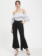 Shein Frill Detail Slit Front Flare Pants