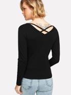 Shein Criss Cross Back Fitted Tee