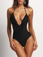 Shein Halter Fringe One Piece Swimwear