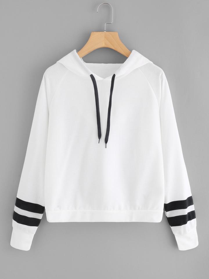 Shein Varsity Striped Raglan Sleeve Hoodie