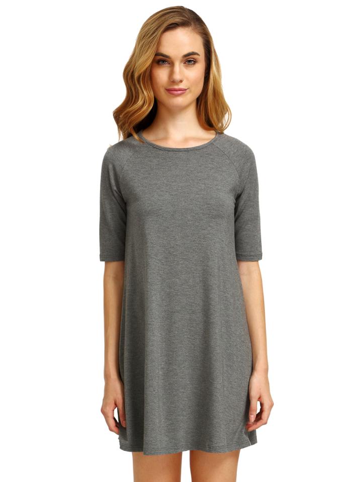 Shein Grey Half Sleeve Casual Dress