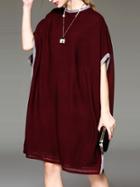 Shein Burgundy Batwing Sleeve Mesh Split Dress
