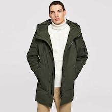 Shein Men Pocket & Drawstring Detail Solid Hooded Coat