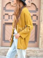 Shein Yellow Long Sleeve Pockets Coat