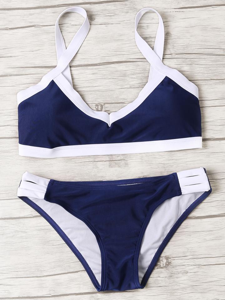 Shein Contrast Trim Ladder Cutout Bikini Set