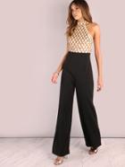 Shein Sequin Diamond Tailored Wide Leg Jumpsuit