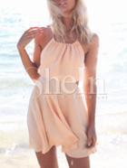 Shein Apricot Halter Neck Tie Back Flare Dress