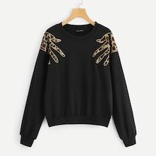 Shein Leopard Hand Patch Tunic Pullover