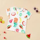 Shein Girls Fruit Print Rolled Up Sleeve Tee