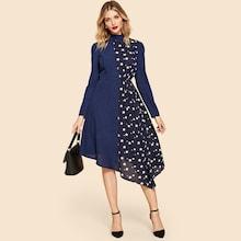 Shein Mock-neck Asymmetrical Hem  Star Dress