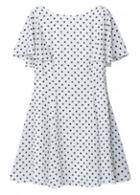 Rosewe Sweet Dot Print Short Sleeve Open Back Dress