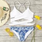 Shein Crisscross Tropical Print Bikini Set
