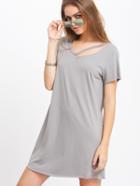 Shein Grey Short Sleeve Hollow T-shirt Dress