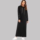 Shein Beaded Detail Drawstring Hoodie Dress