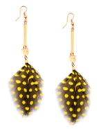 Shein Yellow Crystal Feather Earrings
