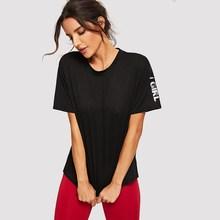 Shein Letter Print Sleeve Tee