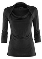 Rosewe Trendy Three Quarter Sleeve Cowl Neck Black T Shirt