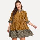 Shein Plus Geometric Print Colorblock Dress