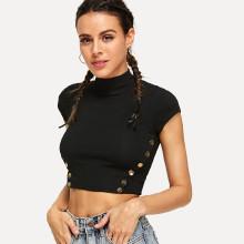 Shein Snap-button Side Crop Tee