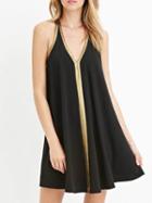 Shein V Neck Contrast Edge A-line Dress