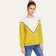 Shein Color-block Drop-shoulder Sweatshirt