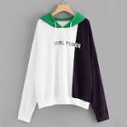 Shein Plus Colorblock Hooded Drawstring Sweatshirt